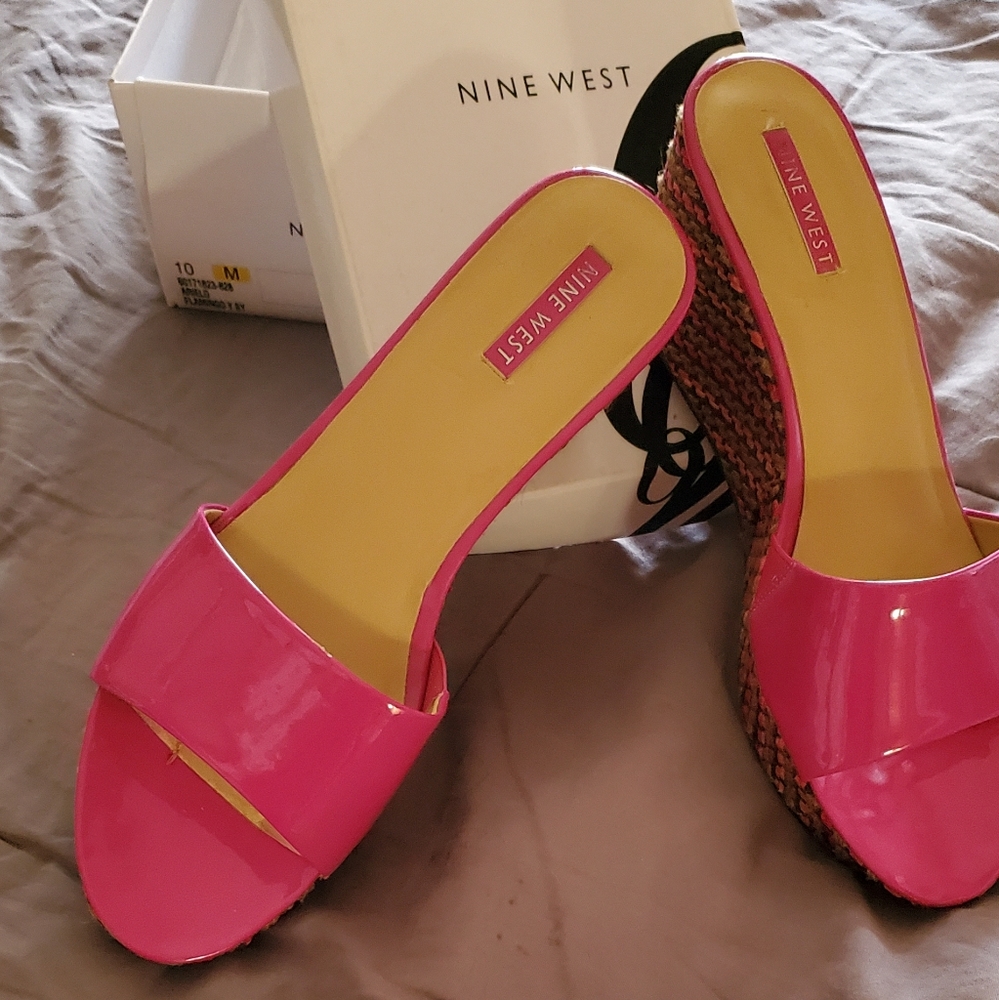 Nine west pink Wedge sandals size 10